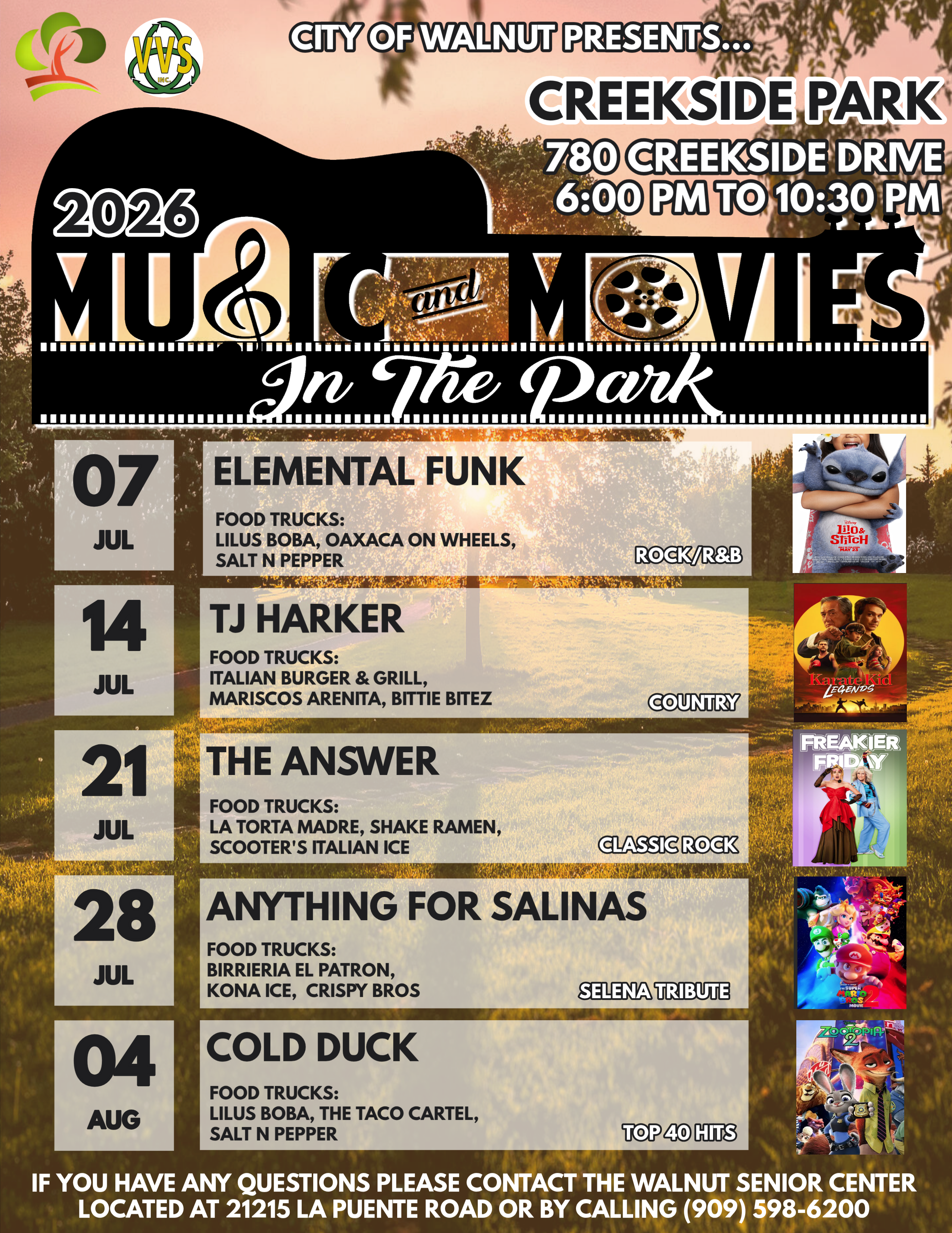 Music & Movies in the Park - City of Walnut California