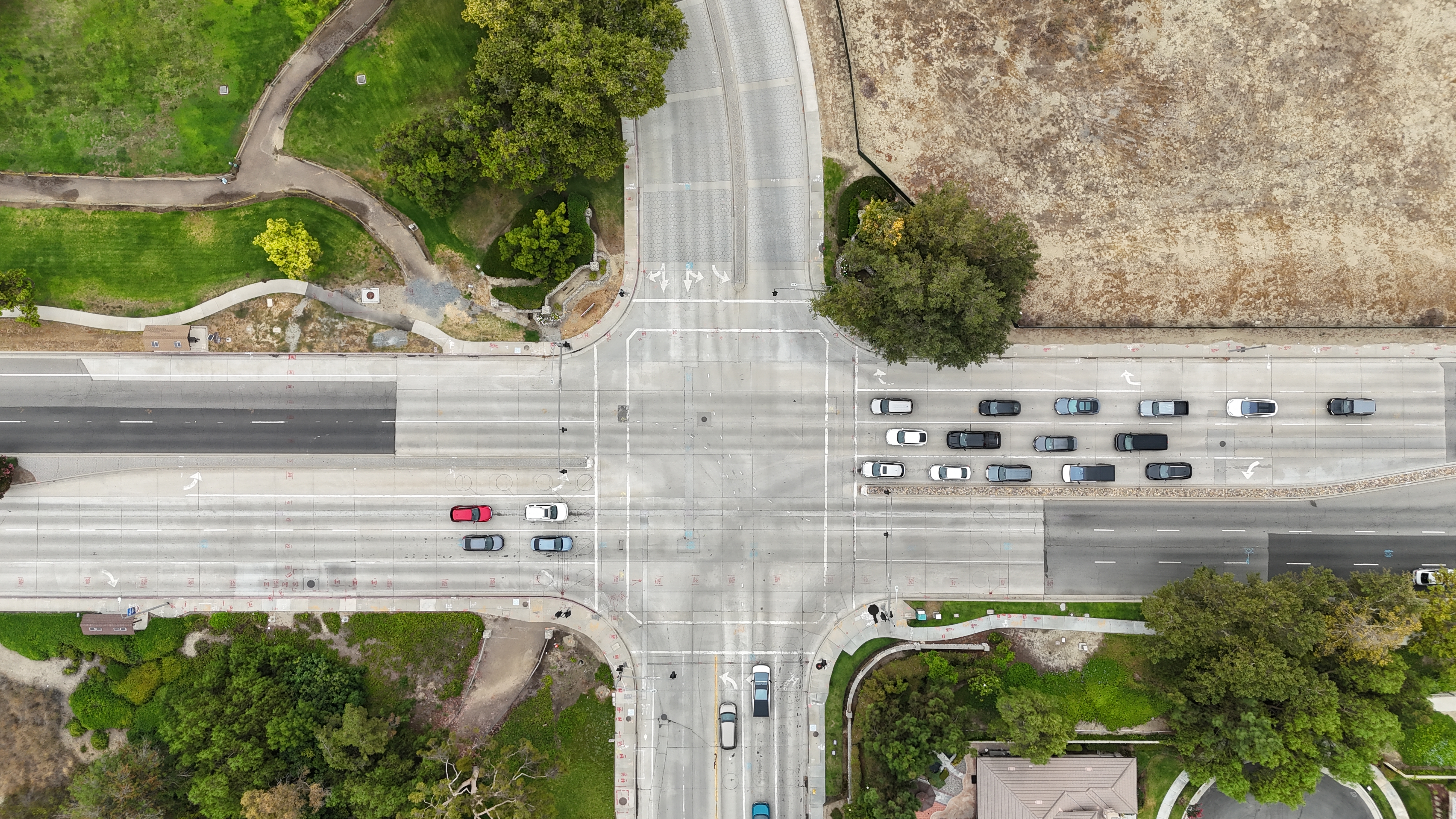 Drone footage of Grand and La Puente Rd. Intersection