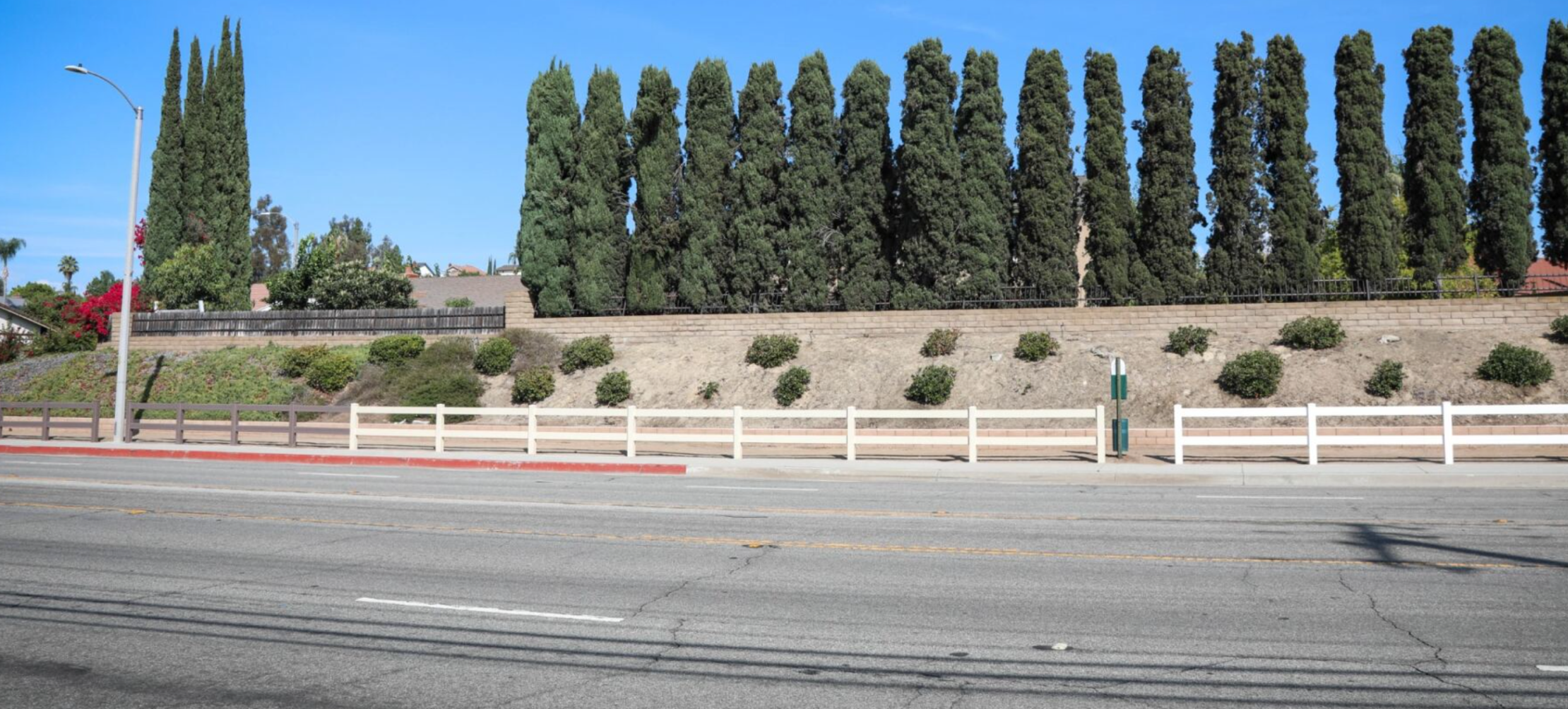 Trail fencing along La Puente Rd in Brown Almond and White